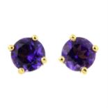 A pair of 18ct gold amethyst stud earrings.