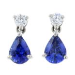 A pair of 18ct gold sapphire and diamond earrings.