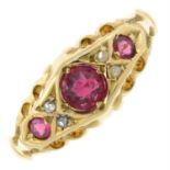 An early 20th century 18ct gold garnet topped doublet and rose-cut diamond ring.