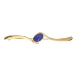 A 9ct gold lapis lazuli brooch.