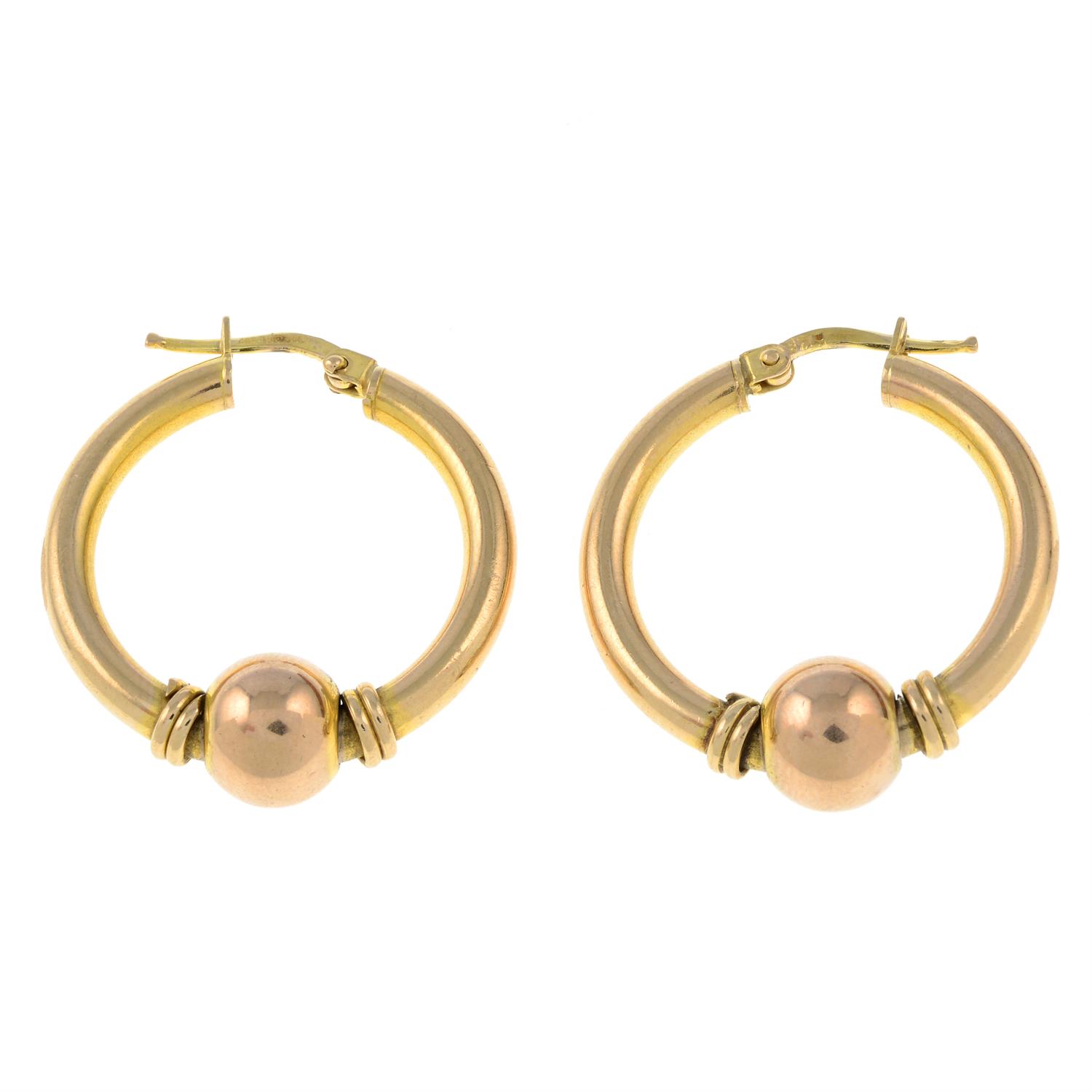 A pair of 9ct gold hoop earrings.