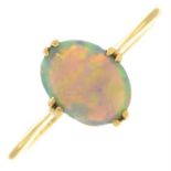 An early 20th century 18ct gold opal single-stone ring.