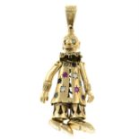 A 9ct gold gem-set clown pendant.