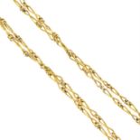 A fancy-link chain double-row necklace.