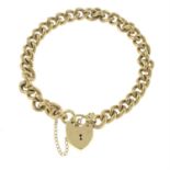 A 9ct gold charm bracelet with textured links.