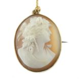 An early 20th century 9ct gold shell cameo brooch.