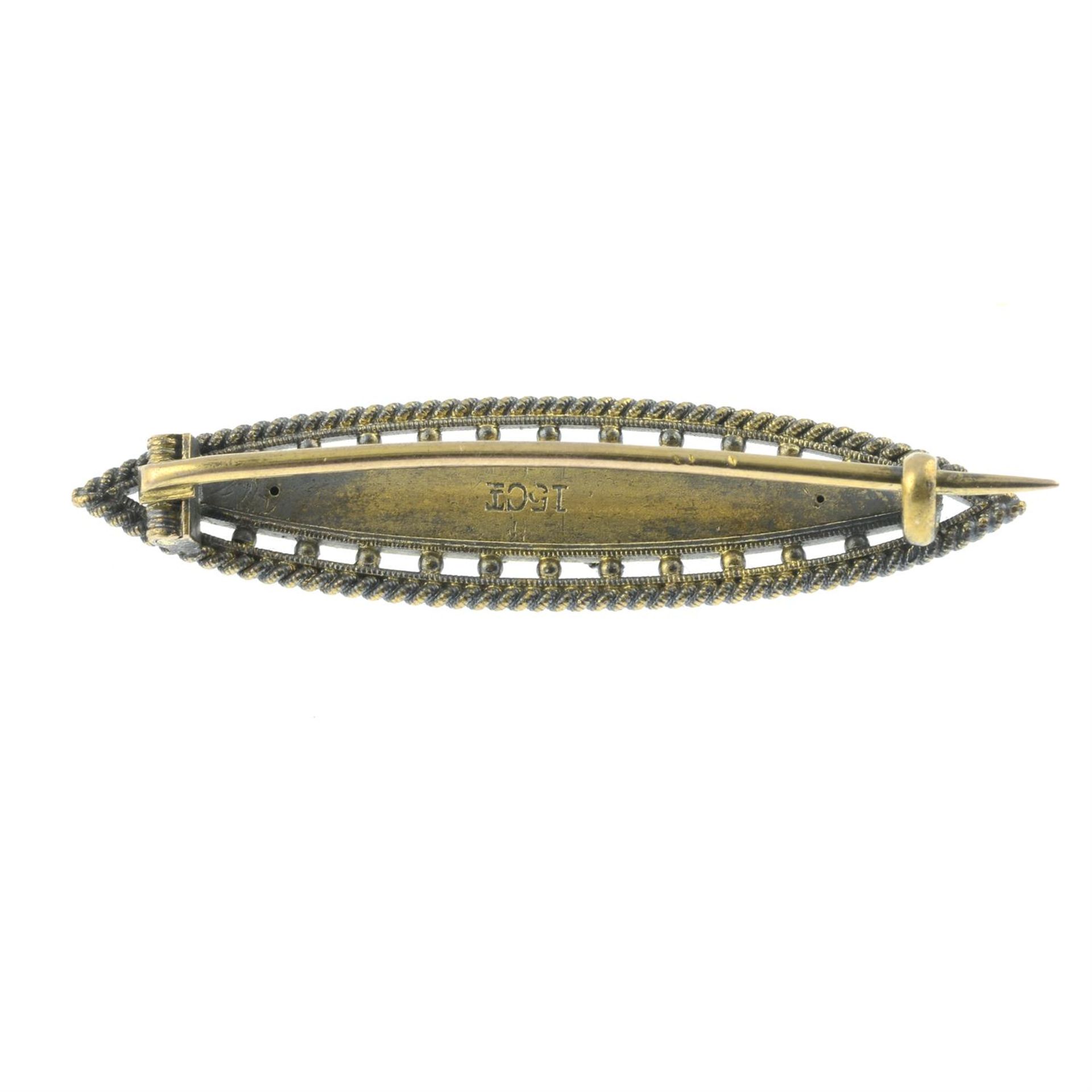An early 20th century 15ct gold cannetille brooch. - Image 2 of 2