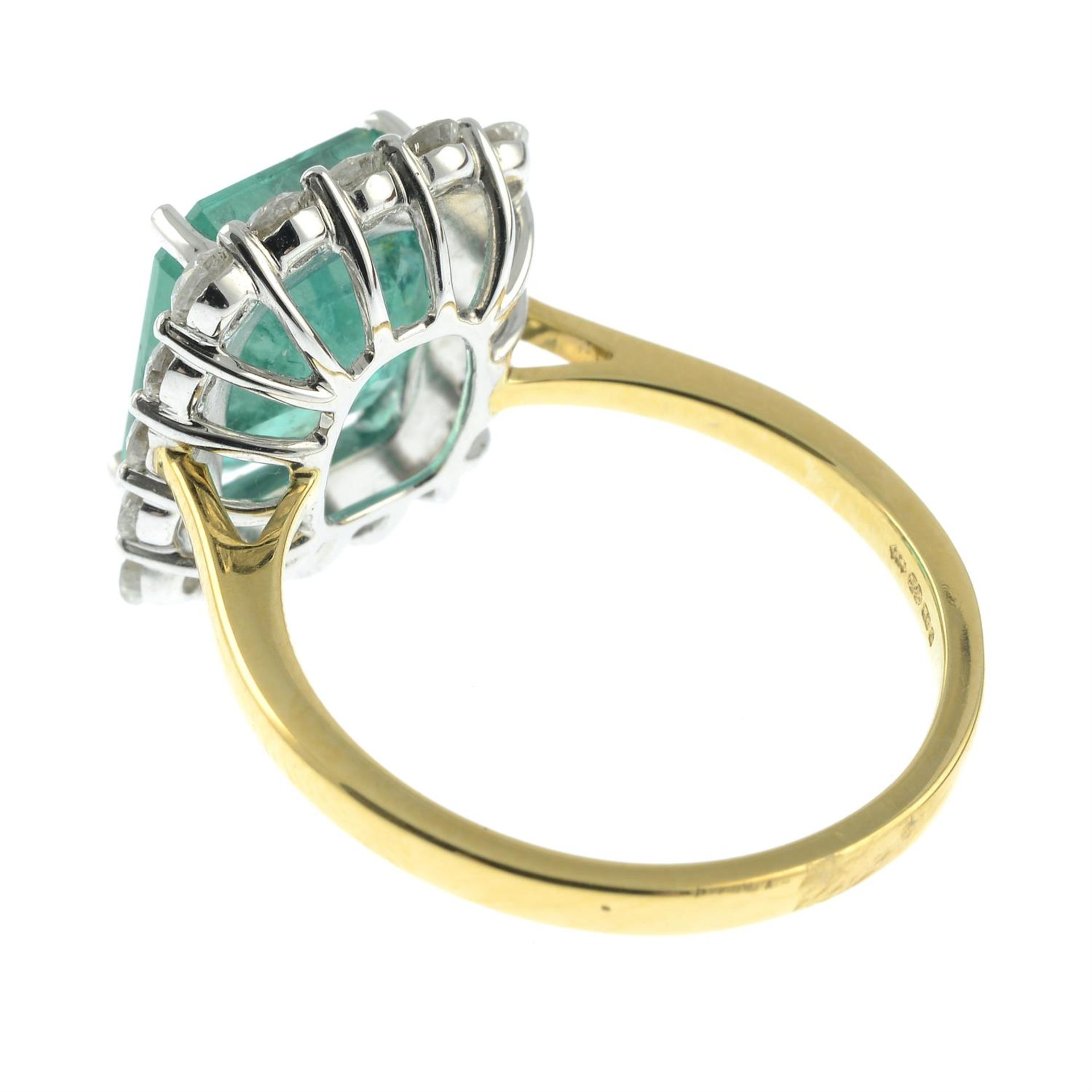 An 18ct gold emerald and diamond square-shape cluster ring. - Image 2 of 2