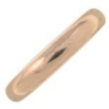 A 9ct gold plain band ring.