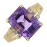 An amethyst and brilliant-cut diamond dress ring.