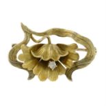 An Art Nouveau gold brilliant-cut diamond brooch.