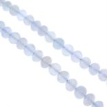 A chalcedony beaded necklace.