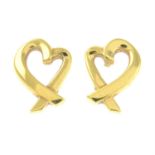 A pair of 'Loving Heart' stud earrings, by Elsa Peretti for Tiffany & Co.
