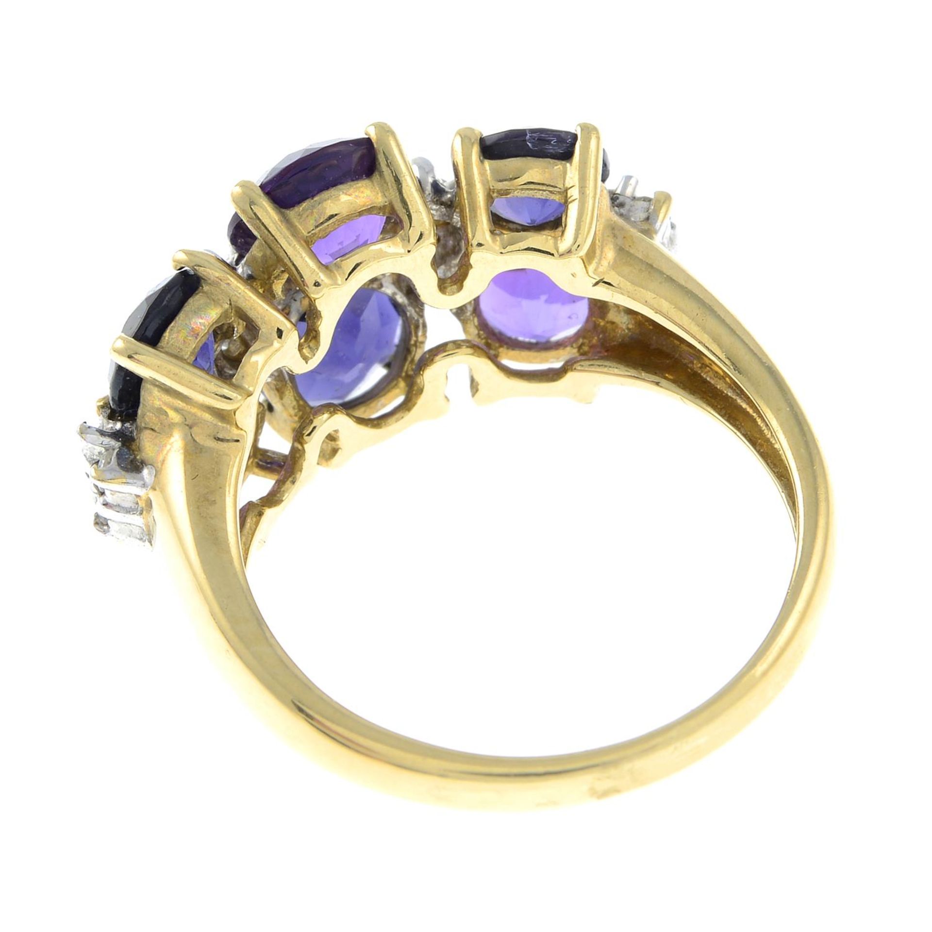 A 9ct gold amethyst, iolite and diamond ring. - Image 2 of 2