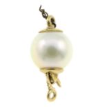 A cultured pearl clasp.