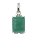 A 9ct gold emerald pendant.