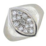 A brilliant-cut diamond cluster signet ring. AF.