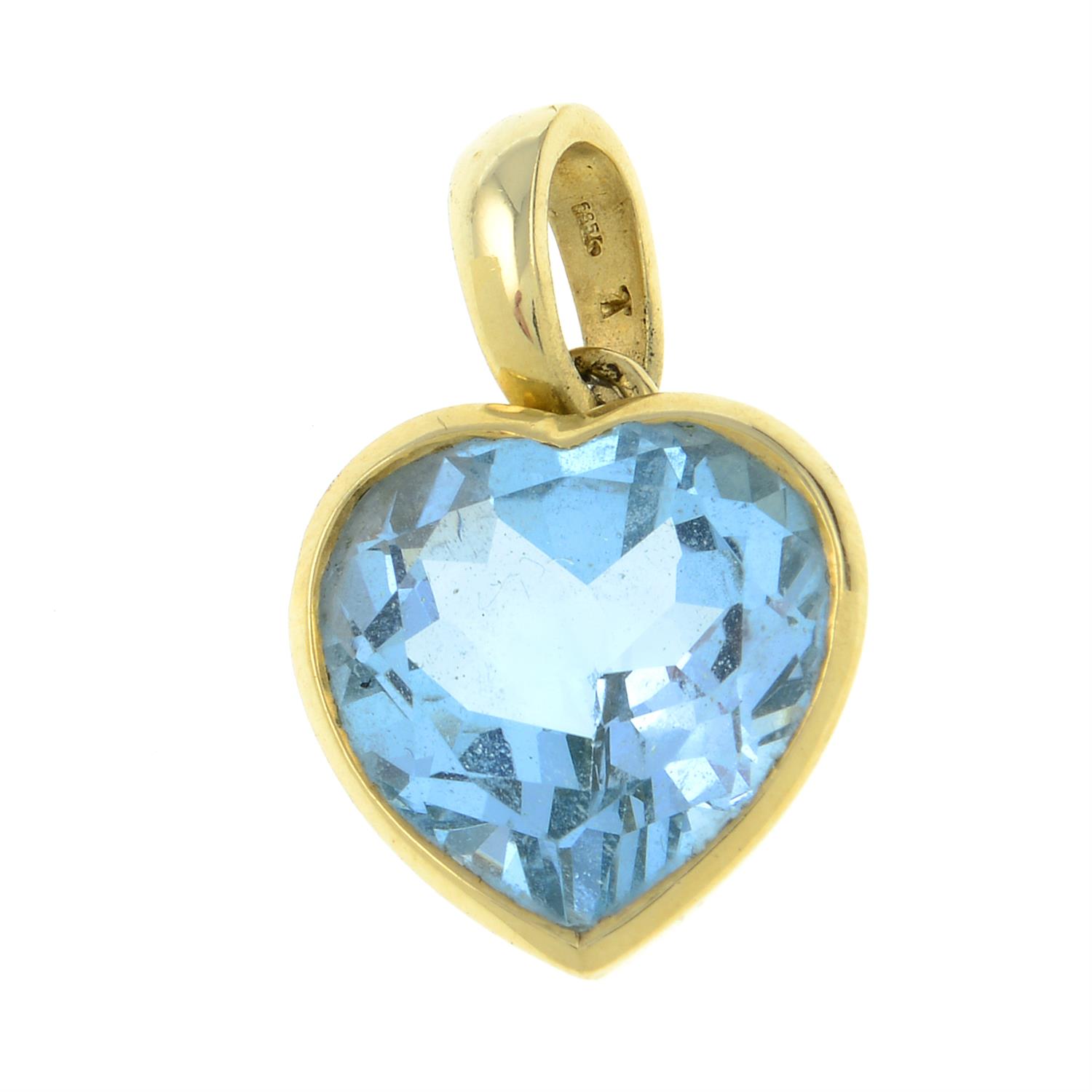 A blue topaz heart pendant.