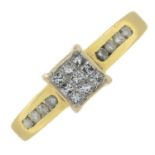 (25975) An 18ct gold vari-cut diamond cluster ring.