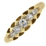 A late Victorian 18ct gold graduated old-cut diamond five-stone ring.