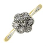 An early 20th century 18ct gold diamond cluster ring.