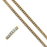 (26055) A 9ct gold chain and a 9ct gold half eternity ring.