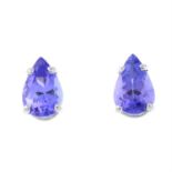 A pair of tanzanite stud earrings.