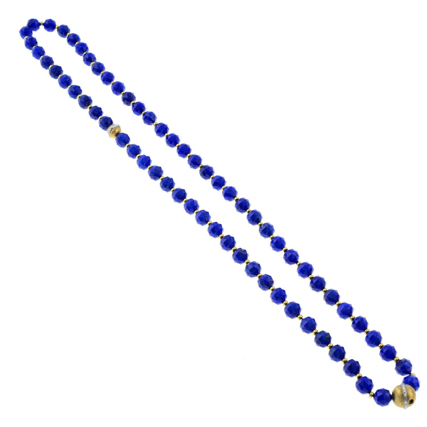 A lapis lazuli faceted bead, interchangeable necklace and bracelet set. - Image 2 of 2