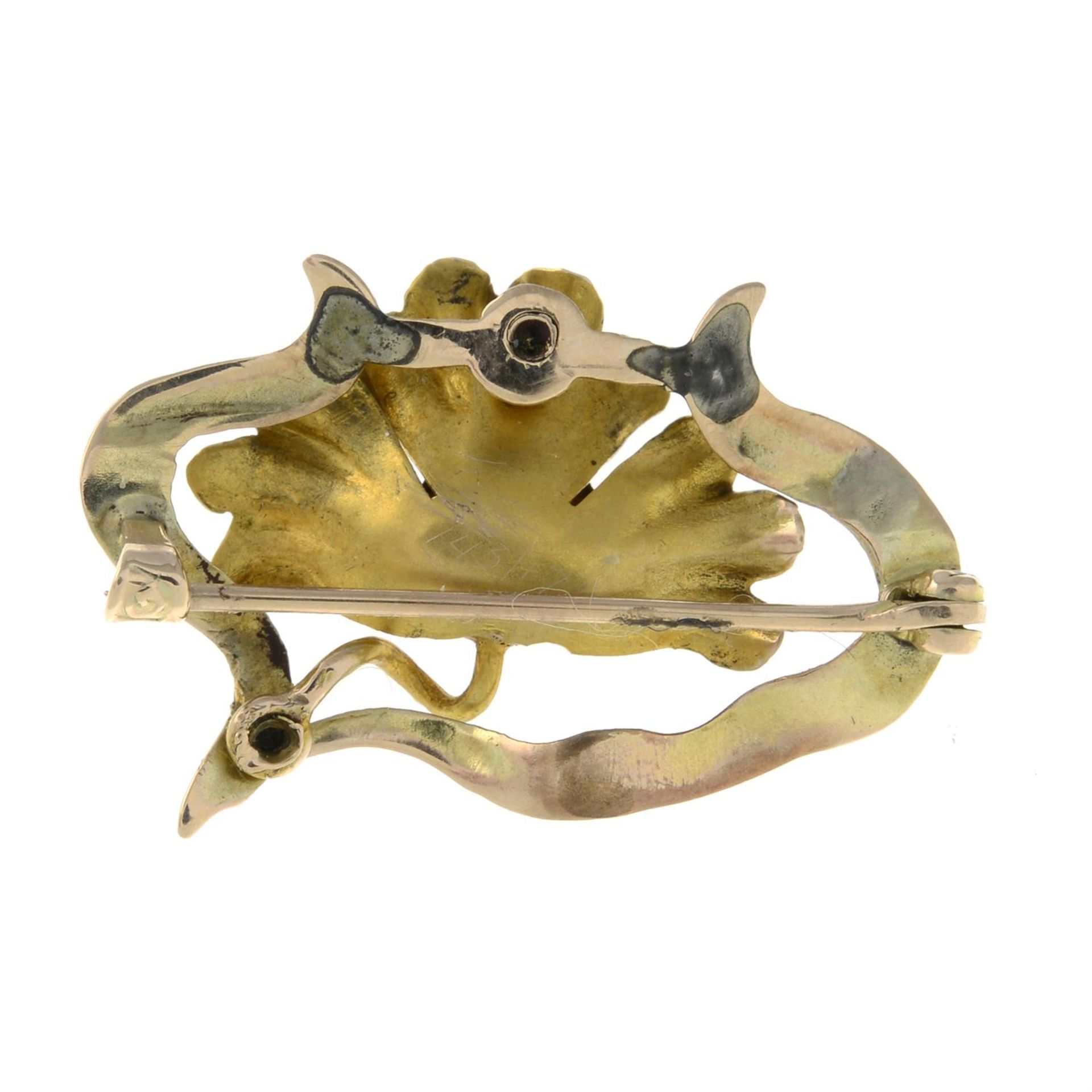 An Art Nouveau gold brilliant-cut diamond brooch. - Image 2 of 2