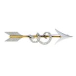 A mid 20th century single-cut diamond arrow brooch.