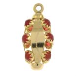 An 18ct gold red glass pendant, by Uno-A-Erre.