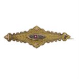 An early 20th century 9ct gold ruby and diamond point brooch.