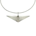 A Swedish Modernist silver necklace, by Sigurd Persson, a ring, by David Anderson and two pewter