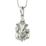 A brilliant-cut diamond Lord Ganesha pendant, with chain.