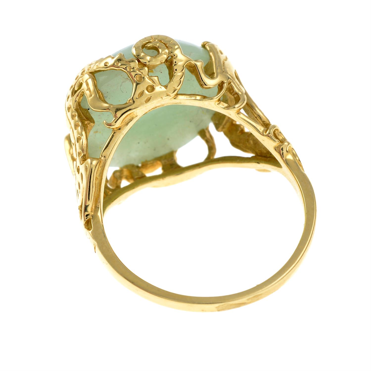 A 14ct gold jade single-stone ring. - Image 2 of 2