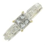 An 18ct gold diamond square-shape cluster ring.