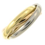 An 18ct gold interlocking three band ring.