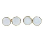 A pair of early 20th century 9ct gold mother of pearl cufflinks.