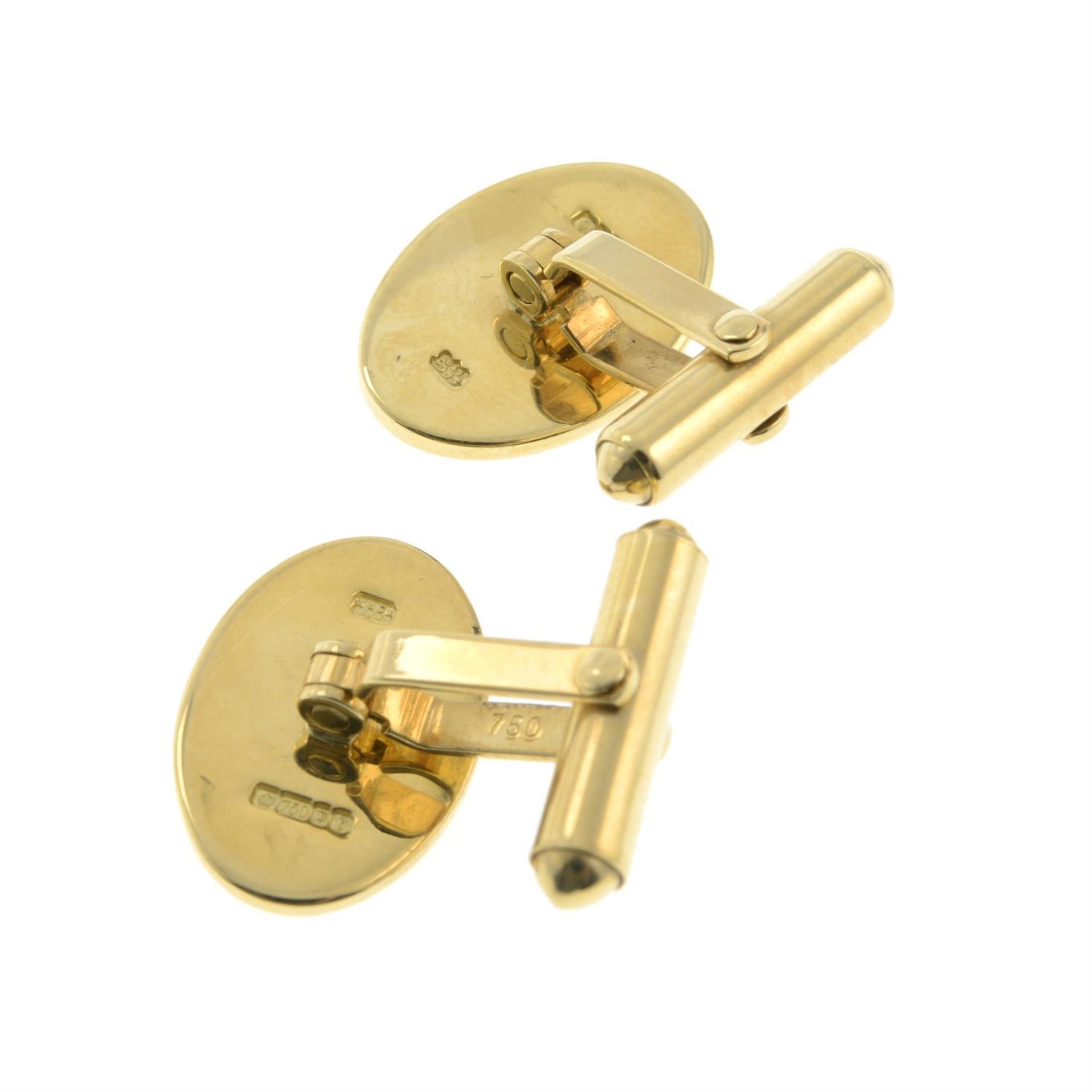 A pair of 18ct gold hinged cufflinks. - Image 2 of 2