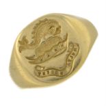 (25821) An 18ct gold signet ring.