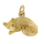 A 19th century 18ct gold rose-cut diamond fox charm pendant. AF.