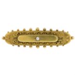 A early 20th century 15ct gold single split pearl set brooch.