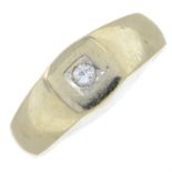 A brilliant-cut diamond signet ring.