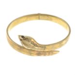 (26858) A 9ct gold snake hinged bangle.