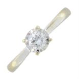 A 9ct gold brilliant-cut diamond single-stone ring.