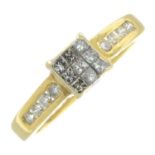 An 18ct gold diamond square-shape cluster ring.
