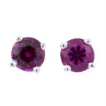 A pair of 18ct gold ruby stud earrings.