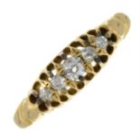 A late Victorian 18ct gold graduated old-cut diamond five-stone ring.