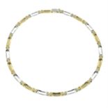 A 9ct bi-colour gold flat-link necklace.