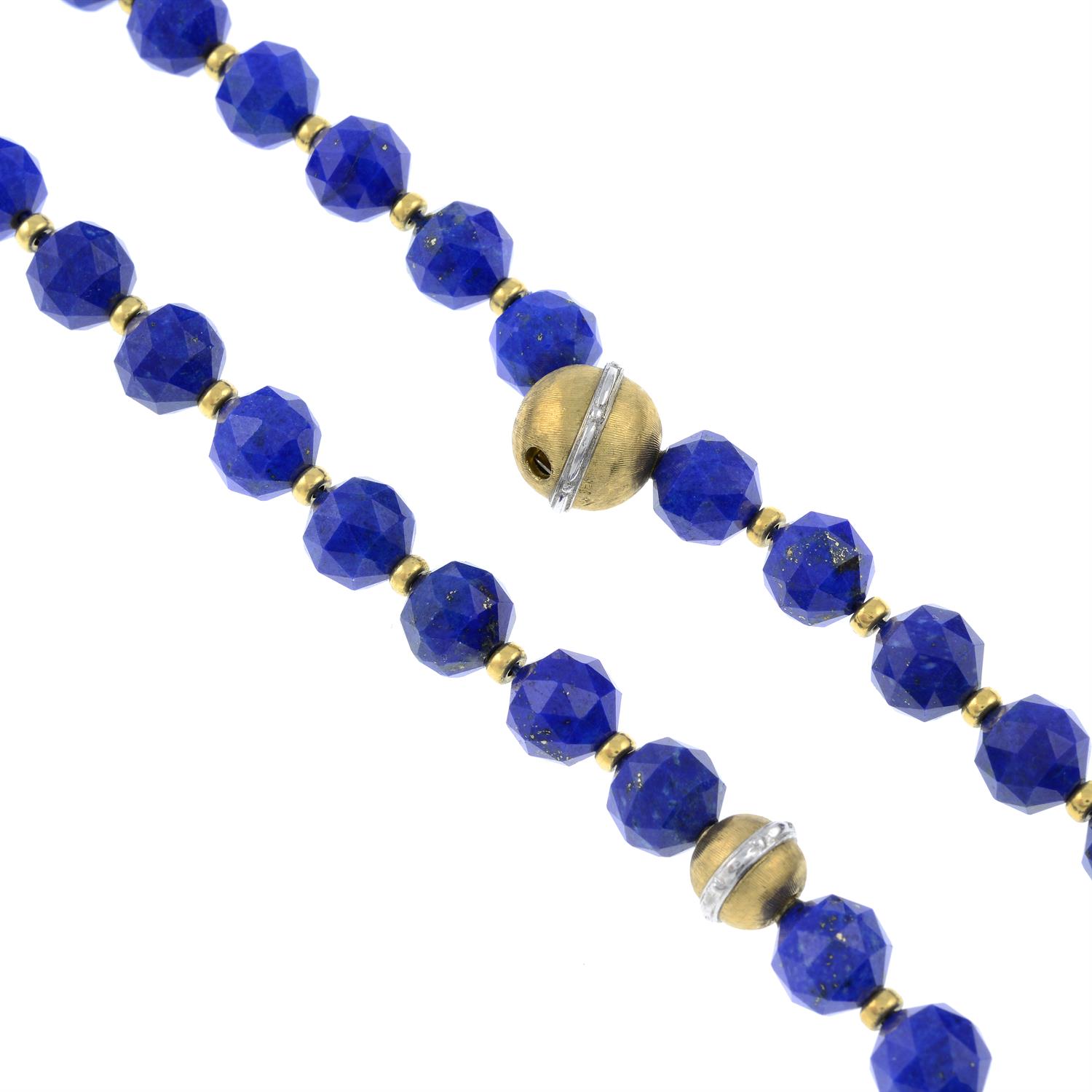 A lapis lazuli faceted bead, interchangeable necklace and bracelet set.